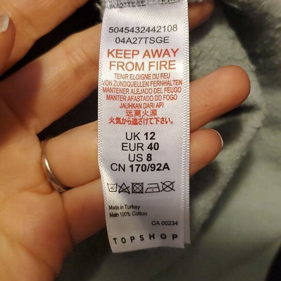 TopShop Women's Size 8 Sage Copenhagen Lace Ruffle Sweatshirt - Picture 6 of 8